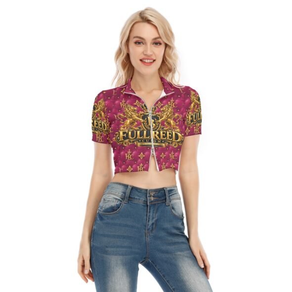 FullbreedCustom Print Women's Short Sleeve T-shirt With Two-way Zipper