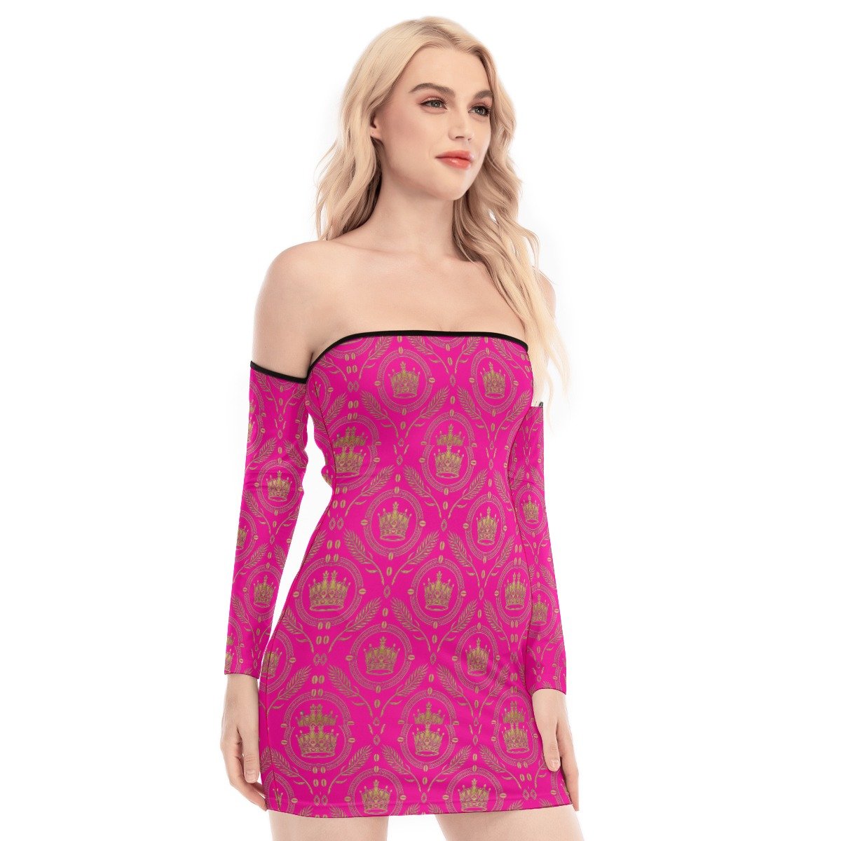 FullbreedCustom Print Women's Off-shoulder Back Lace-up Dress - Image 2