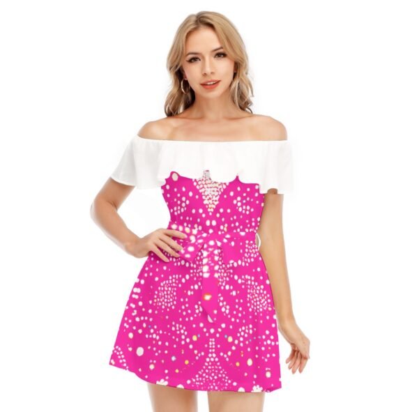 All-Over Print Women's Off-shoulder Dress With Ruffle
