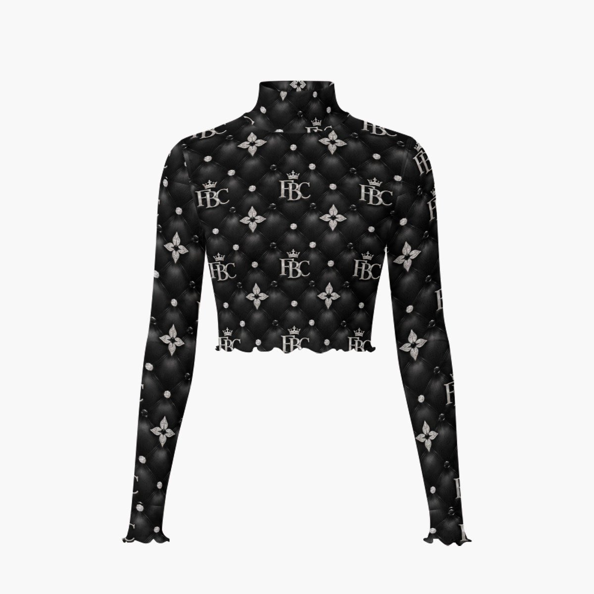 FullbreedCustom Print Women's High Neck Skirt Set With Thumb Hole - Image 5
