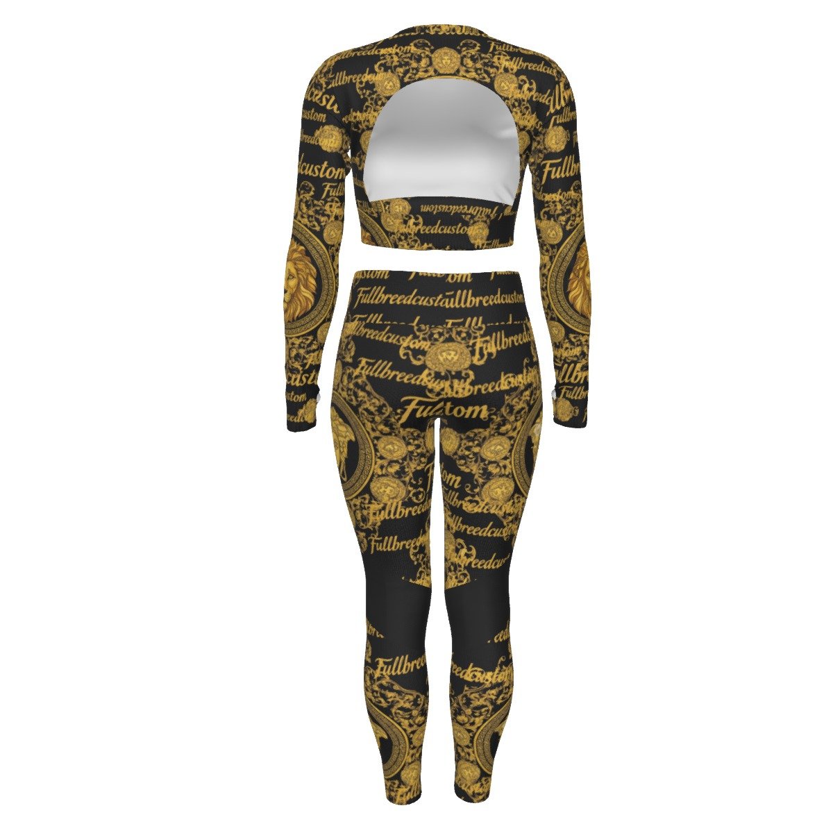 All-Over Print Women's Sport Set With Backless Top And Leggings - Image 2