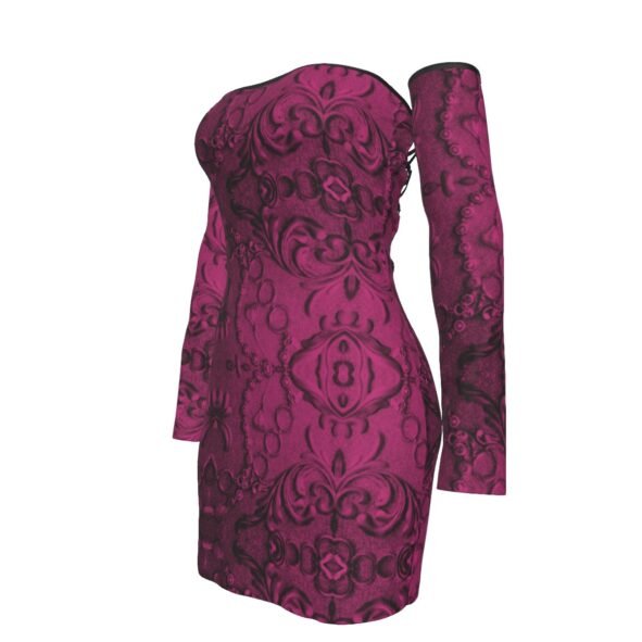 All-Over Print Women's Off-shoulder Back Lace-up Dress