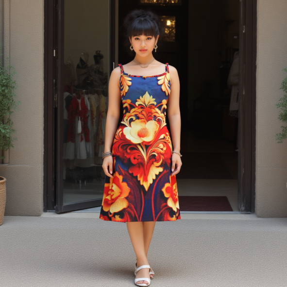 All-Over Print Women's Double-Layer Mesh Dress