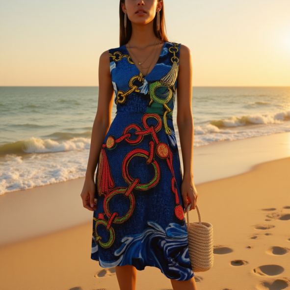 All-Over Print Women's Sleeveless Dress With Pocket|140GSM Slub Cotton