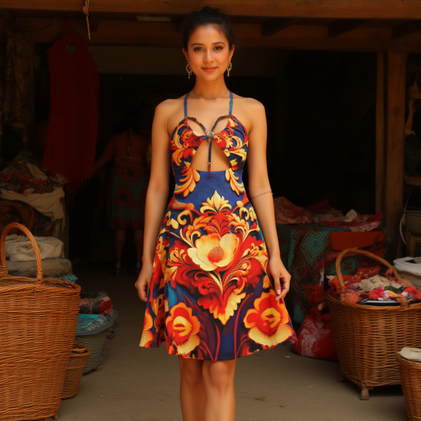 All-Over Print Women's Sexy Hollow Cami Dress