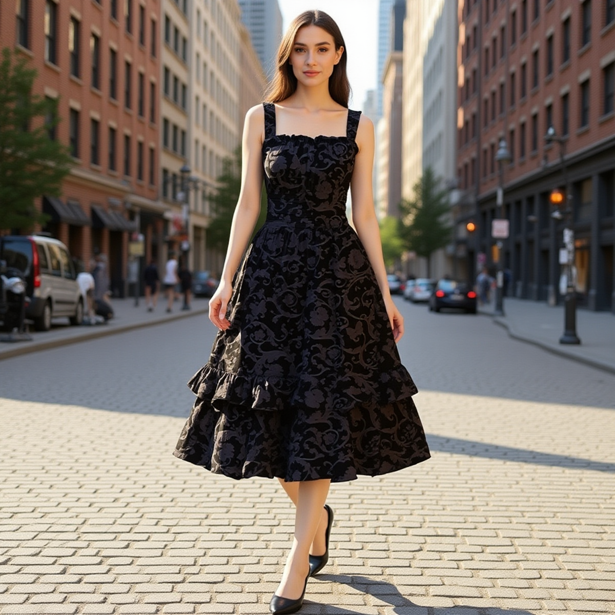 All-Over Print Women‘s Ruffle Hem Dress - Image 3
