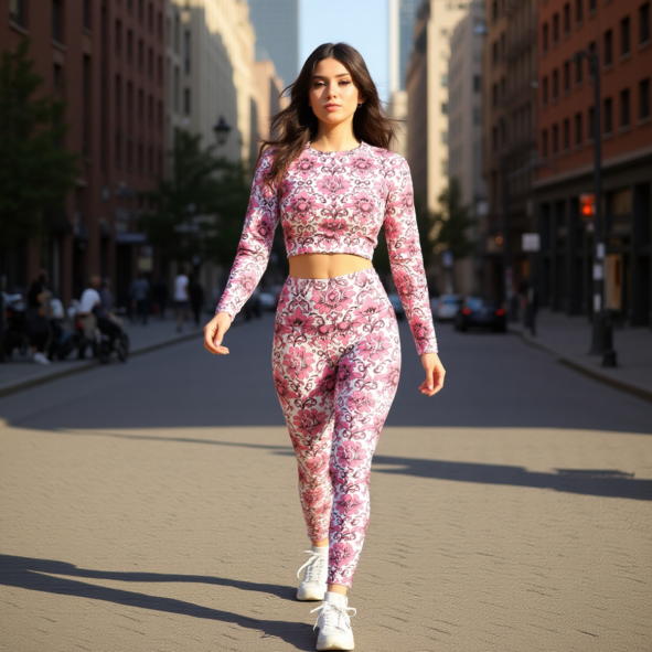 All-Over Print Women's Sport Set With Backless Top And Leggings