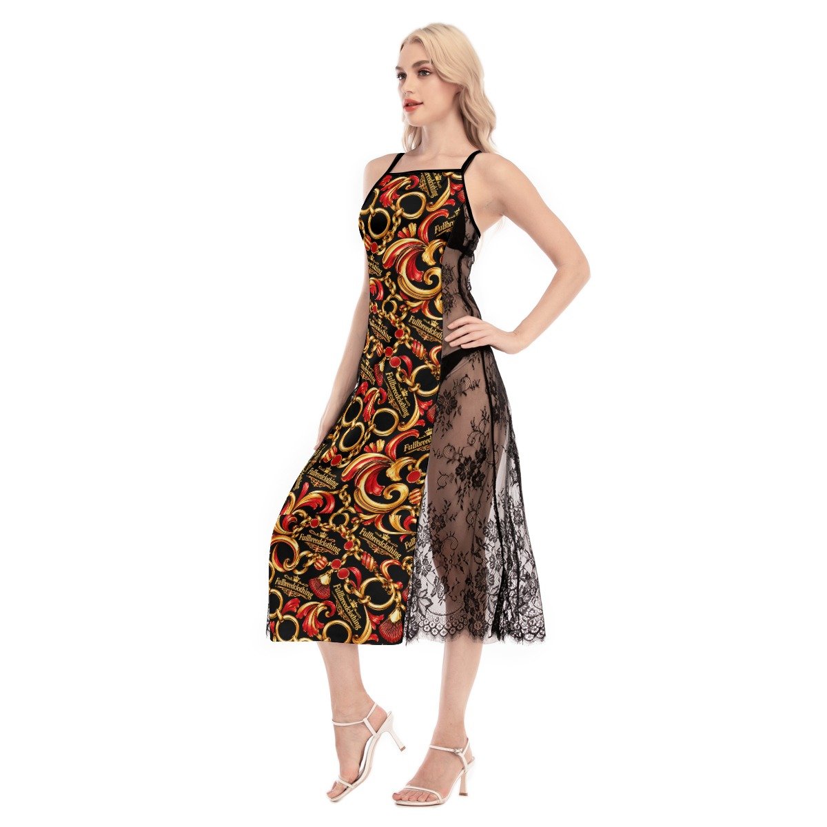 FullbreedCustom Women's Lace Cami Cross Back Dress - Image 4