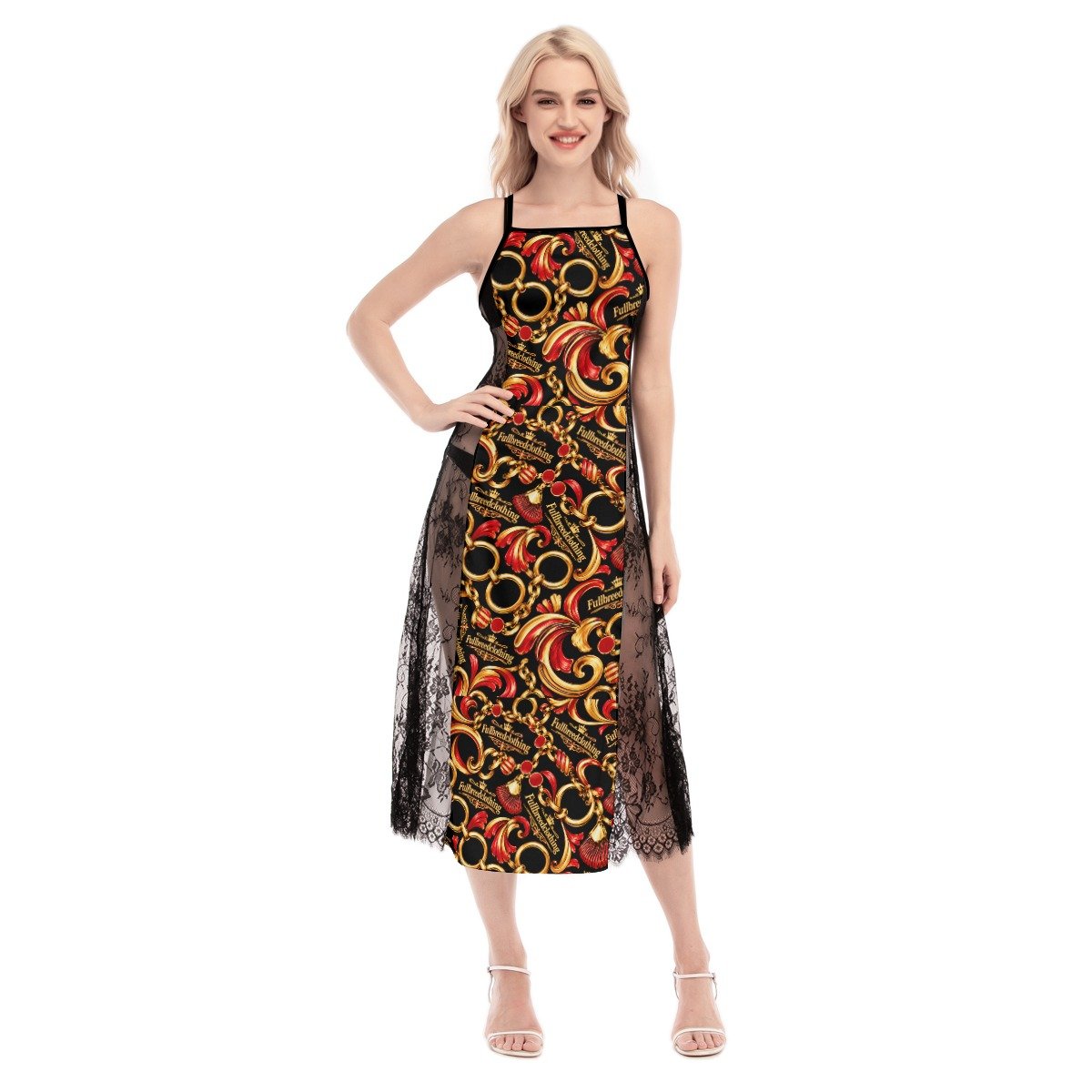 FullbreedCustom Women's Lace Cami Cross Back Dress - Image 2