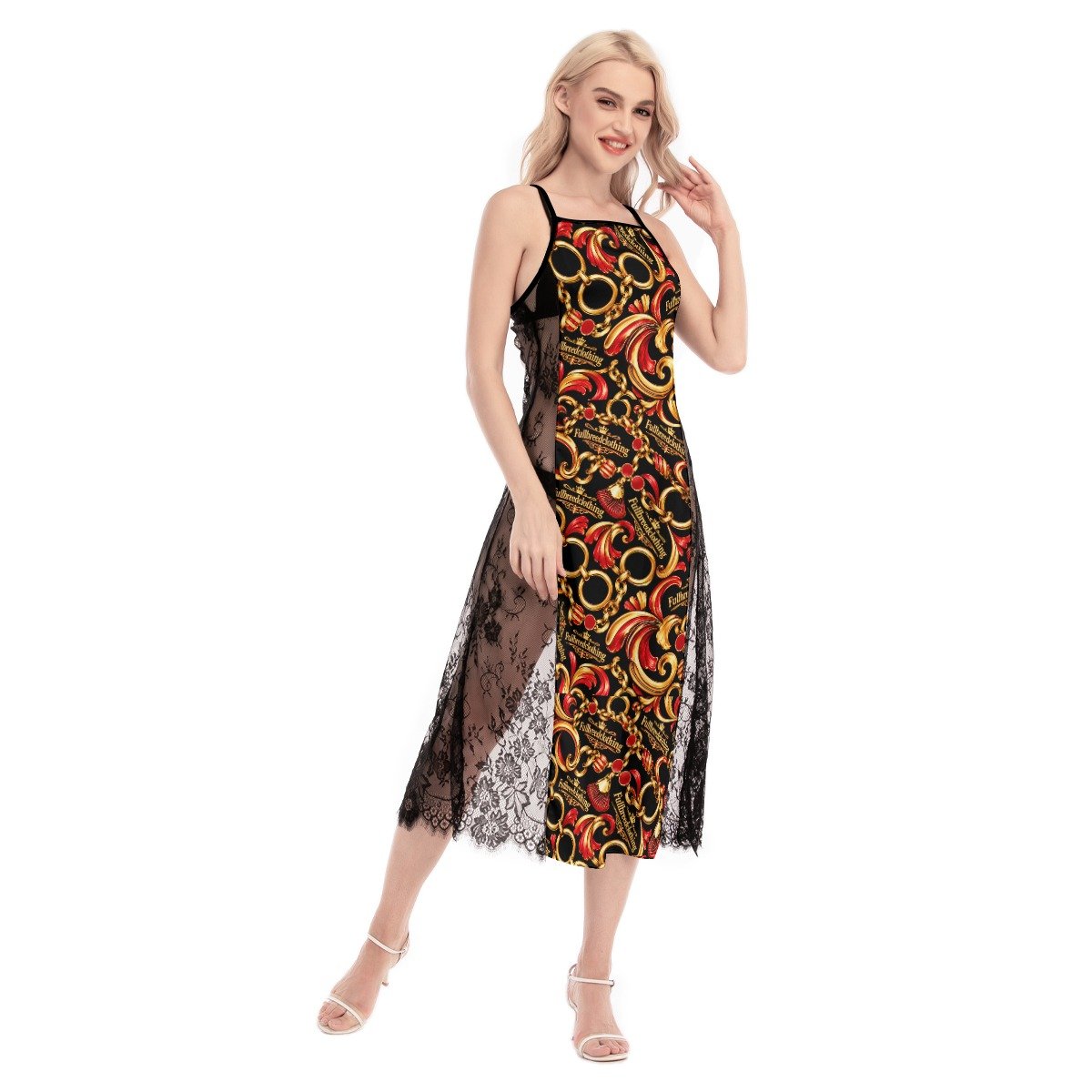 FullbreedCustom Women's Lace Cami Cross Back Dress - Image 3