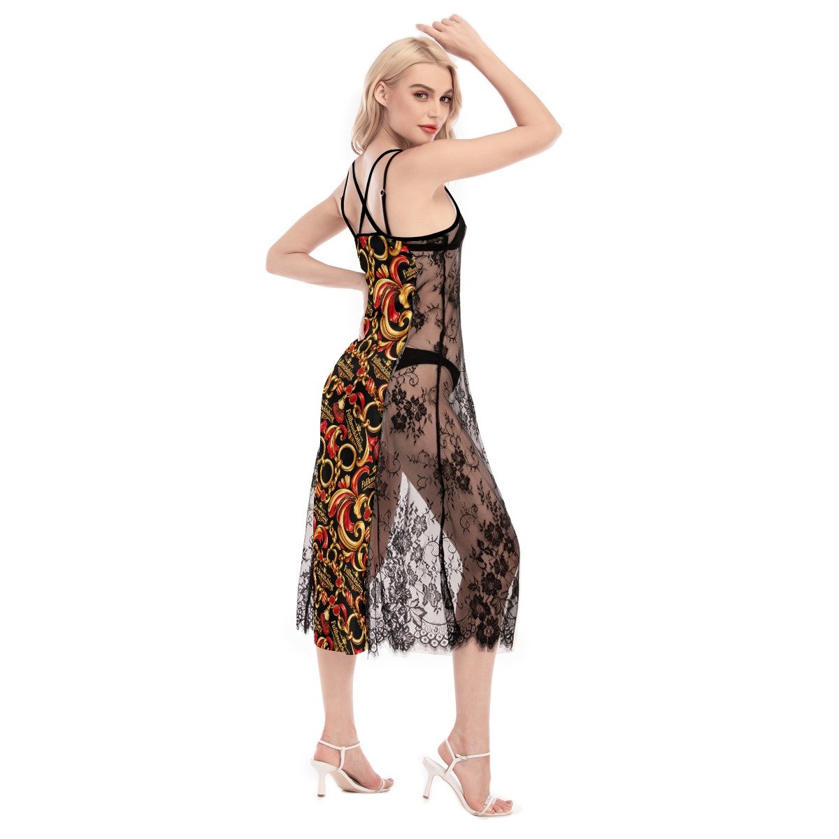 FullbreedCustom Women's Lace Cami Cross Back Dress - Image 5