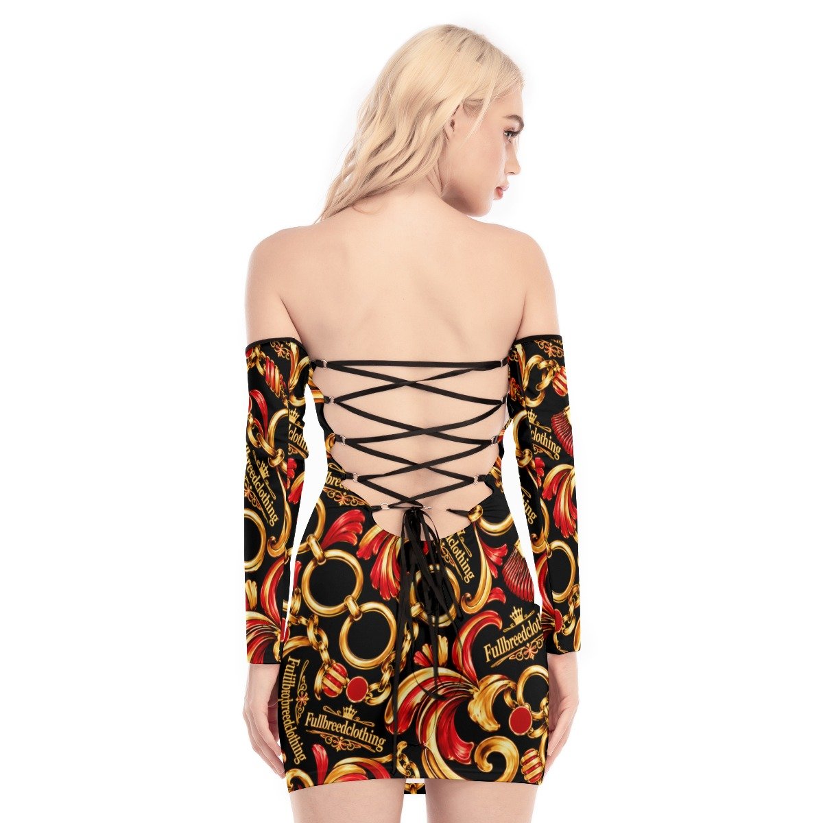 FullbreedCustom Women's Off-shoulder Back Lace-up Dress - Image 4